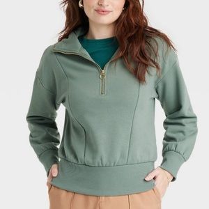 A New Day Teal Quarter Zip Sweatshirt Small